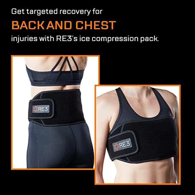 RE3 Paquete de compresión de hielo para espalda y pecho, envoltura eficaz de crioterapia para dolor de espalda y pecho, lumbar, nervio ciático,
