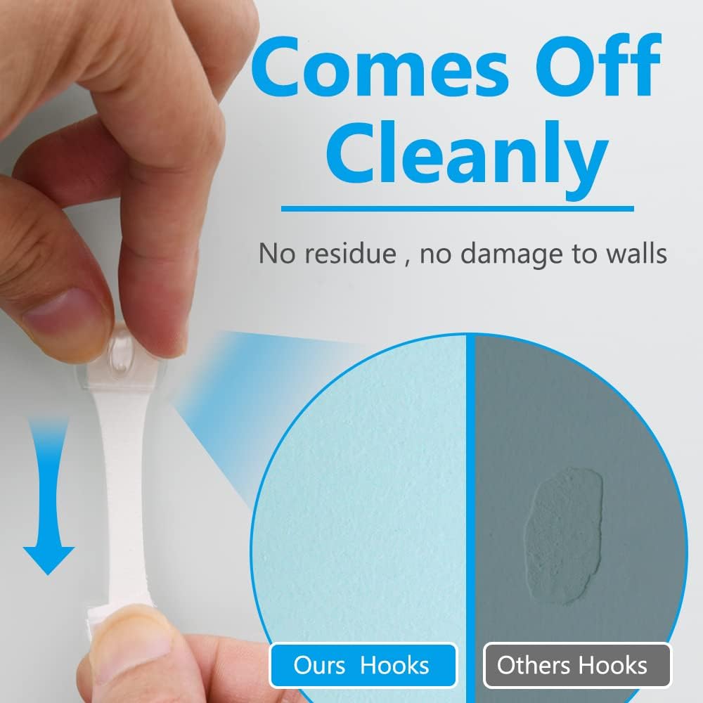 Paquete de 2 mini clips de luz para interiores, ganchos de cadena de luces colgantes de Navidad sin daños con tiras adhesivas, clips de pared