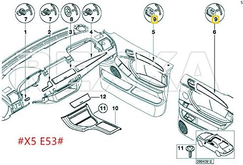 Rexka 40 piezas de moldura interior Retenedor de puerta Moldura Clips de acabado E46 E90 E91 X5 Compatible con BMW E46 E90 E91 E92 320i 323i 325i
