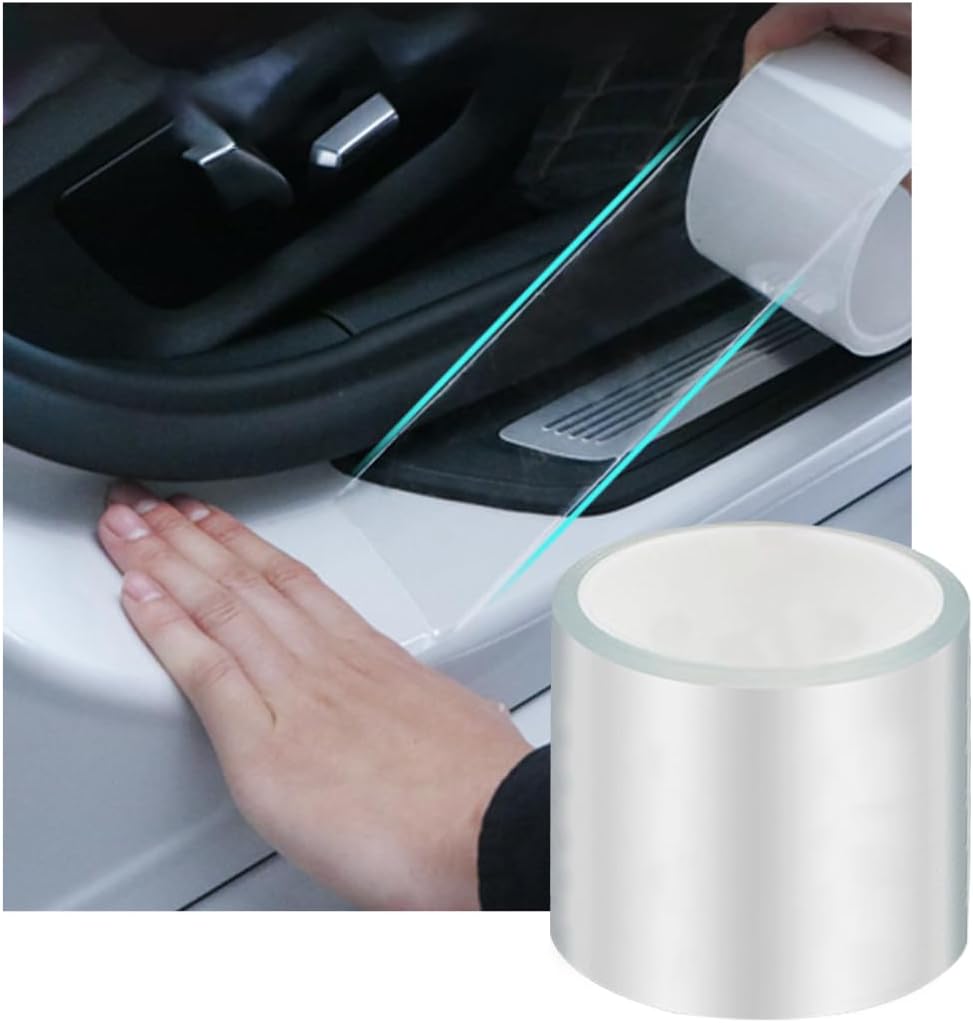 Ziciner Tira protectora para umbral de puerta de automóvil, protector de borde invisible transparente, película protectora de entrada de puerta