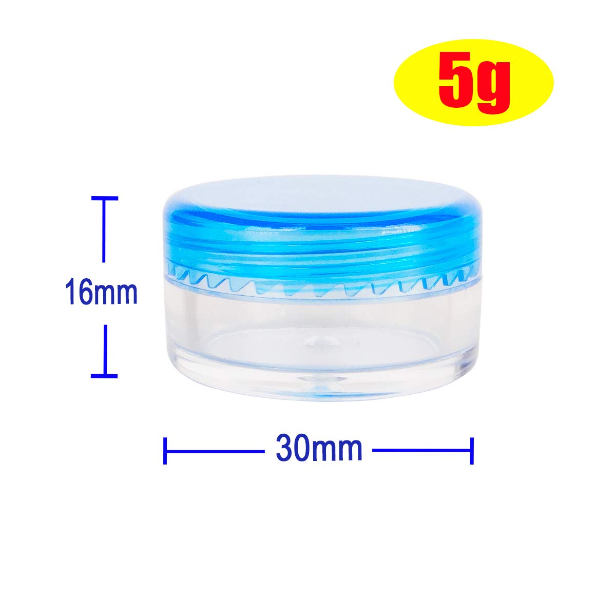 Wopanxye – 20 frascos pequeños de 0.2 fl oz sin BPA, muestra cosmética de 0.18 oz, recipiente vacío de plástico con tapa de rosca azul, para