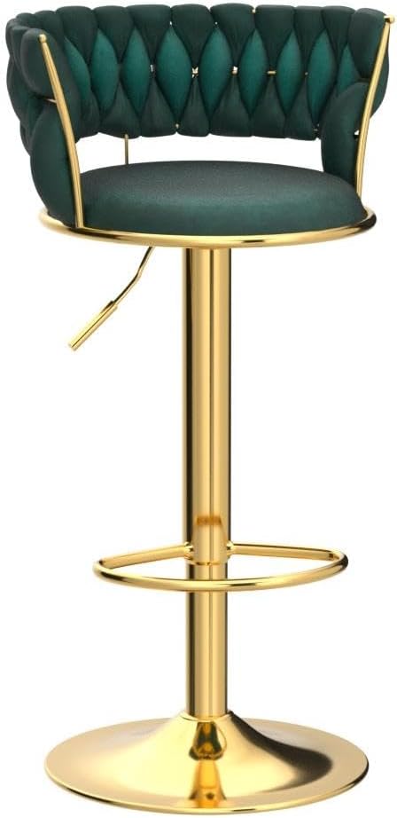 Kakotito Taburetes de bar giratorios de terciopelo de 360 con respaldo bajo y reposapiés, taburetes de bar ajustables, taburete de bar dorado (juego