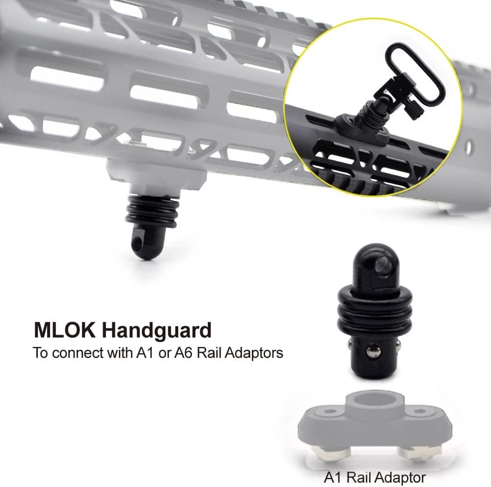 Adaptador QD multifunción con espárragos para cabestrillo giratorio de tope de mano Adaptador de desmontaje rápido (2 piezas)