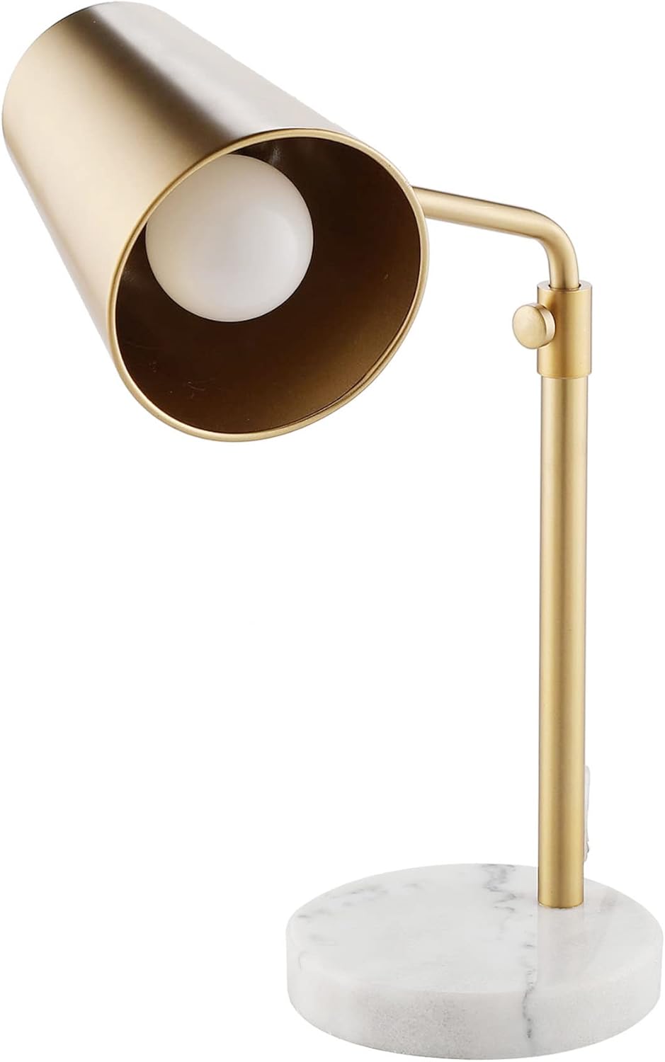 VONLUCE Lámpara de escritorio dorada con bombilla LED ajustable, lámpara de mesa de metal de latón antiguo, base de mármol, lámpara de lectura