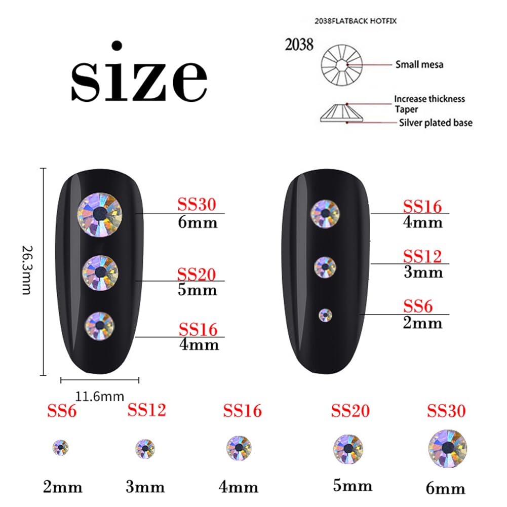 500 unidades de diamantes de imitación SS30 con parte trasera plana de 0.236 pulgadas (0.236 in) de cristal transparente, gemas redondas para arte