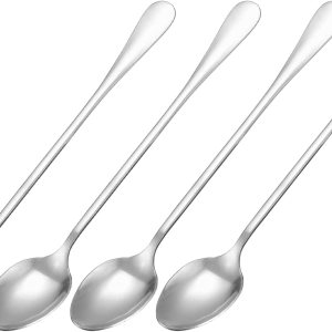 uxcell Juego de 4 cucharas de mango largo, cuchara de helado de acero inoxidable de 7.5 pulgadas, cucharas de café para mezclar, bebidas, café uxcell Juego de 4 cucharas de mango largo, cuchara de helado de acero inoxidable de 7.5 pulgadas, cucharas de café para mezclar, bebidas, café