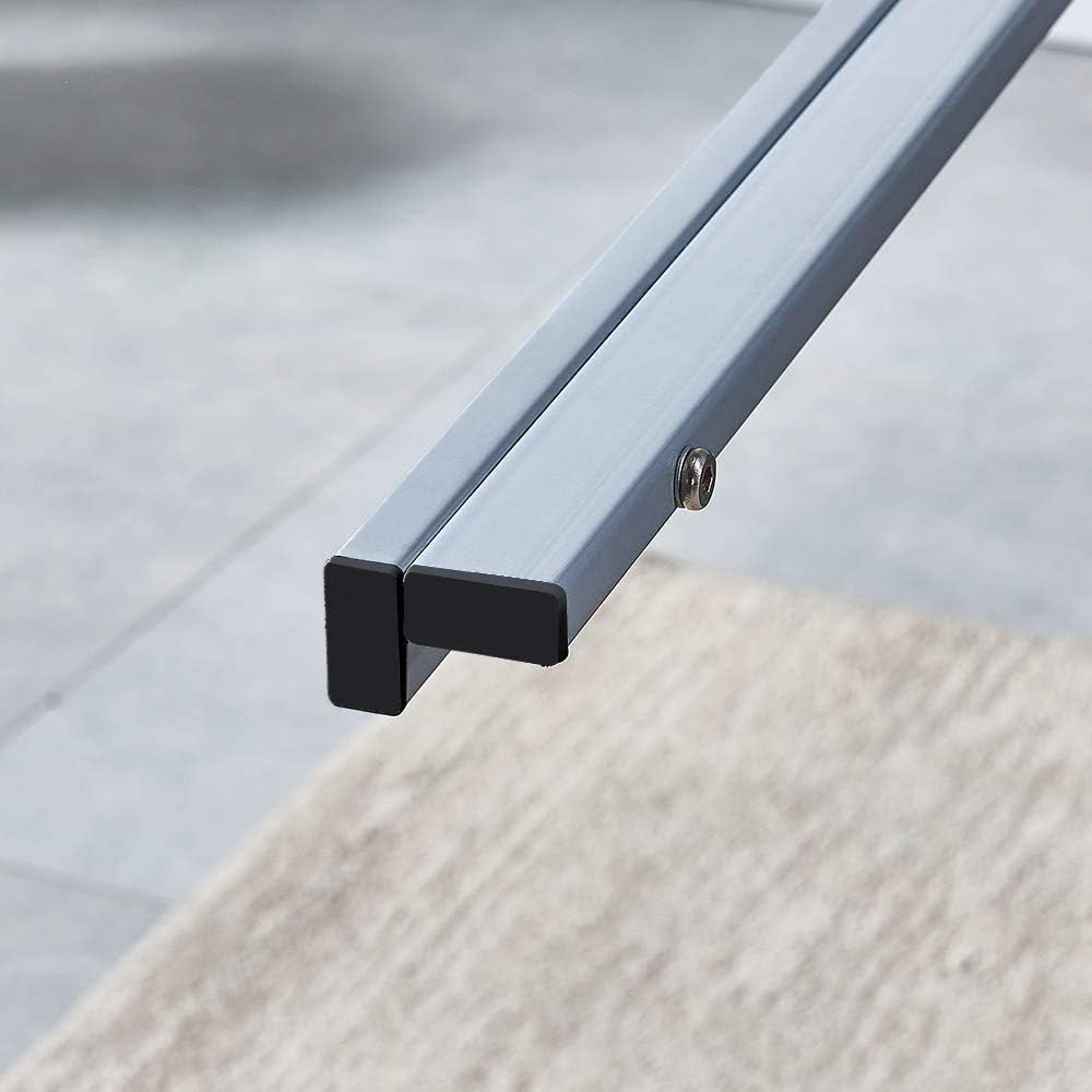 Mesa de comedor de vidrio gris rectangular con patas de metal Marco de metal Mesa de cocina de vidrio para 4 personas (gris)