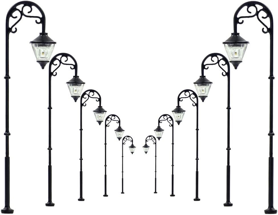 LYM55 10pcs modelo ferroviario lámpara lámpara lámpara escala HO 2.480in o 2.48inch Street Lgihts LED