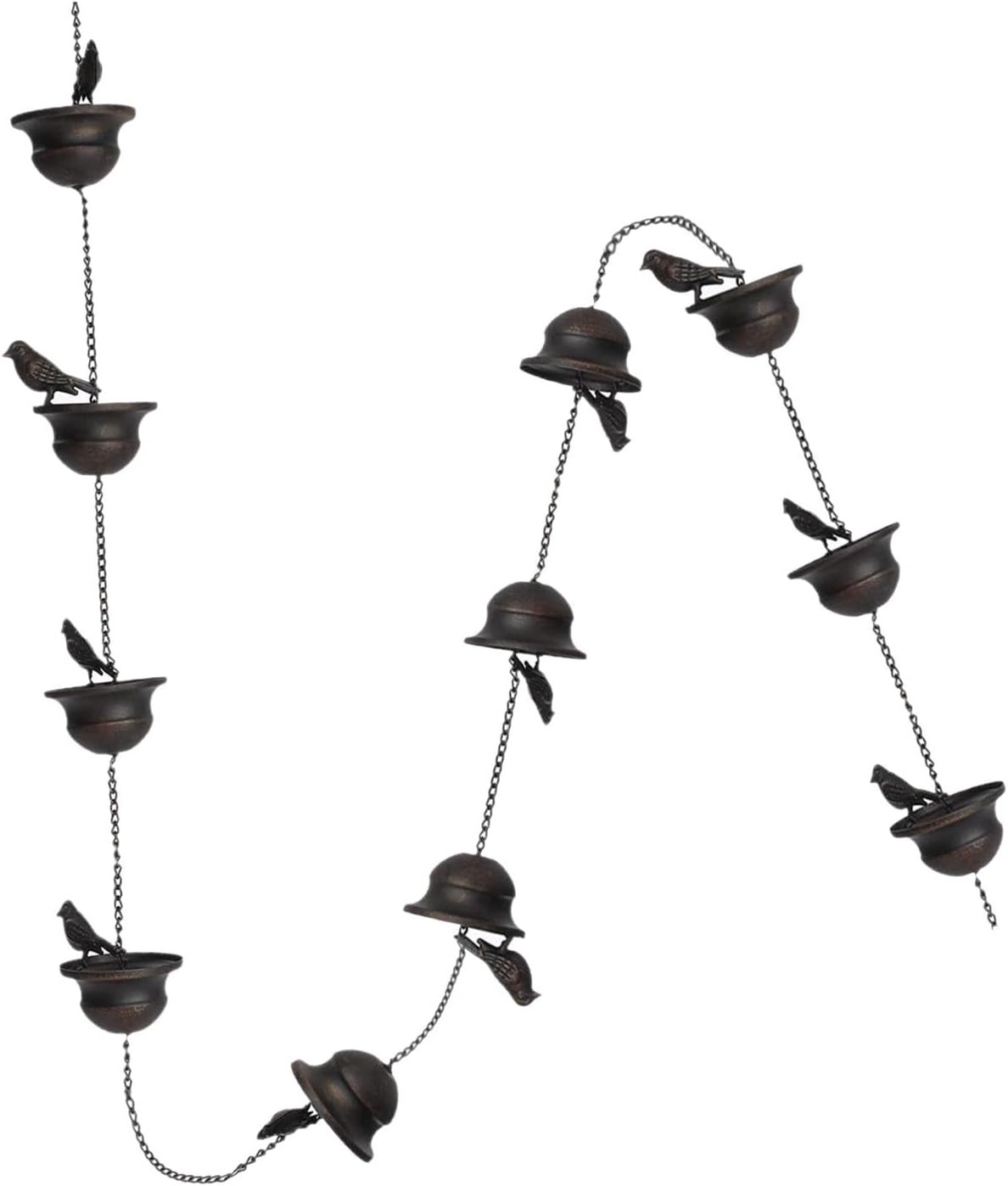 KLKCMS Cadenas de lluvia de pájaros para canaletas de repuesto, copas de vertido, copas decorativas para colector de lluvia, cadena de lluvia de
