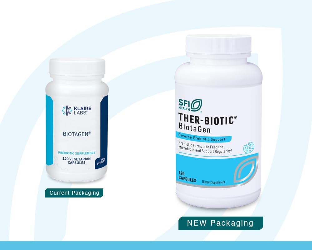 Klaire Labs Biotagen – Inulina prebiótica, beta-glucano y arabinogalactano para apoyar la microbiota intestinal (120 cápsulas)