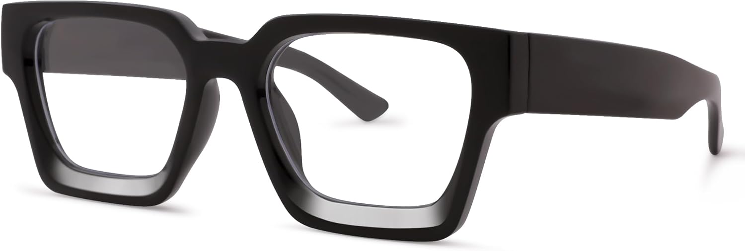 Haygafe Gafas de luz azul con marco cuadrado grueso para mujeres y hombres, gafas de computadora de moda con lente transparente