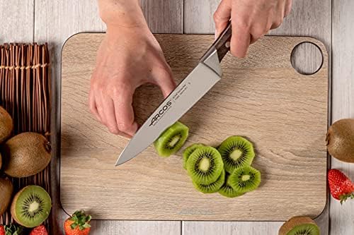 ARCOS Cuchillo de chef forjado de 6 pulgadas. Hoja de acero inoxidable nitrum 6.299 in. Mango ergonómico de polioximetileno. Mango marrón