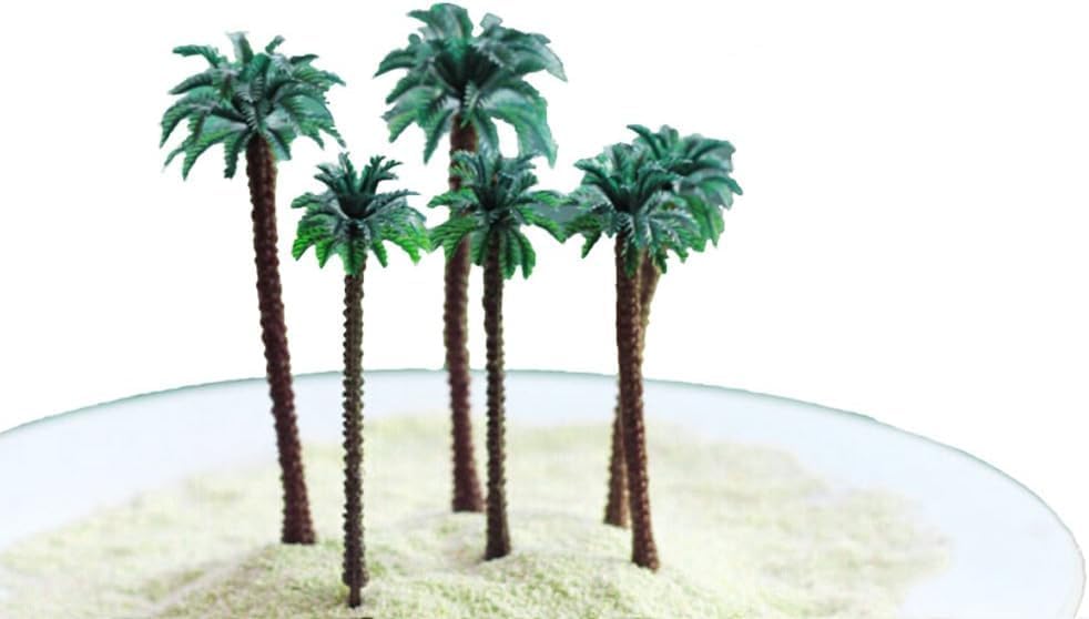 2 piezas de casa de muñecas en miniatura de coco modelo palmera de árbol para decoración de casa de muñecas, diseño de diorama, arquitectura,