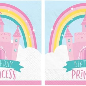Amscan Servilletas de cumpleaños de Princess Castle, 5 x 5 pies, multicolor, 16 unidades (paquete de 2) Amscan Servilletas de cumpleaños de Princess Castle, 5 x 5 pies, multicolor, 16 unidades (paquete de 2)