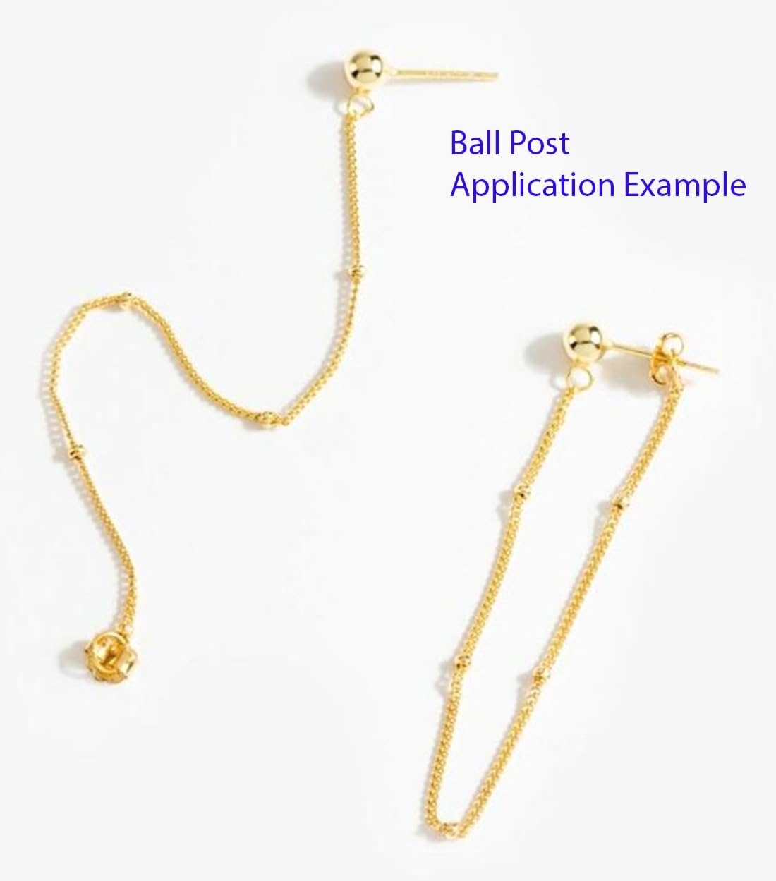 Adabele SS19-3.5 – 5 pares de aretes de plata de ley chapados en oro real, bola de 0.138 in con lazo abierto, orejera trasera, embragues de seguridad