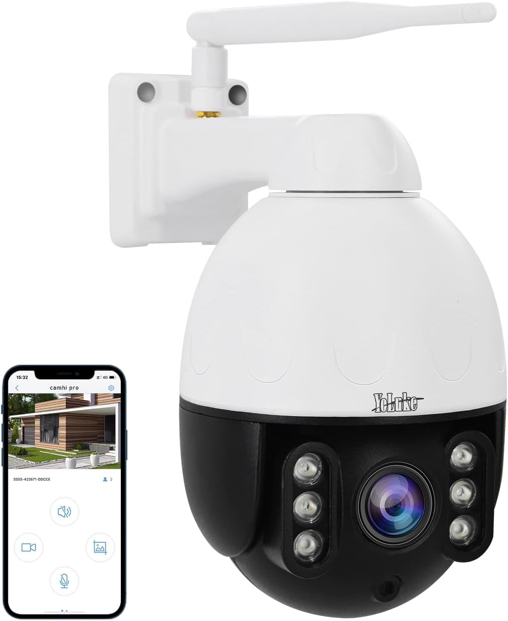 YoLuKe Cámara PTZ al aire libre, 5MP 5X Zoom óptico WiFi Cámara IP con rotación de 360 y distancia de visión de 98.4 ftdetección humana y