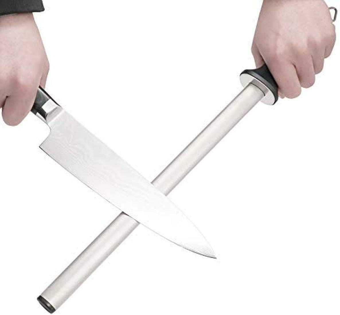 Varilla afiladora de cuchillos profesional de acero al carbono con diamante de 10 pulgadas  Cocina, hogar o caza  Master Chef, Hunter o Home Gourmet