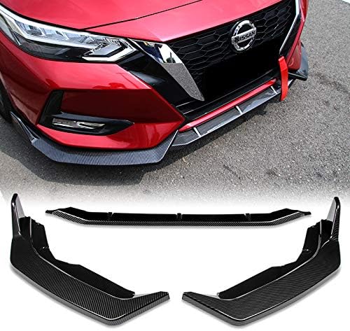 EPARTS – Kit de carrocería de parachoques delantero con aspecto de fibra de carbono, 3 piezas, compatible con Nissan Sentra Sedan 2020-2023