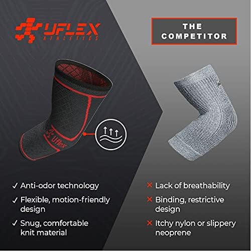 UFlex Elbow Compression Sleeve for Women & Men- Brace for Injury Recovery, Tendonitis, Tennis Elbow, Bursitis, Weightlifting, Golf, Basketball-