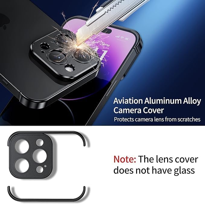 Funda de metal de aluminio suave sin marco con protector de lente de cámara, para iPhone 15 Pro Max, diseño sin espalda, compatible con carga
