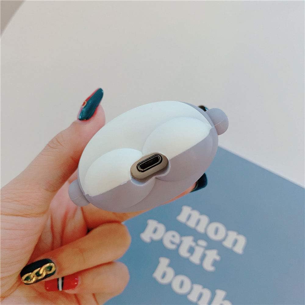 ICI-Rencontrer Compatible con auriculares Airpods 1 y 2, para niños, niñas, mujeres, 3D, diseño de animales de ballena, carga inalámbrica, con