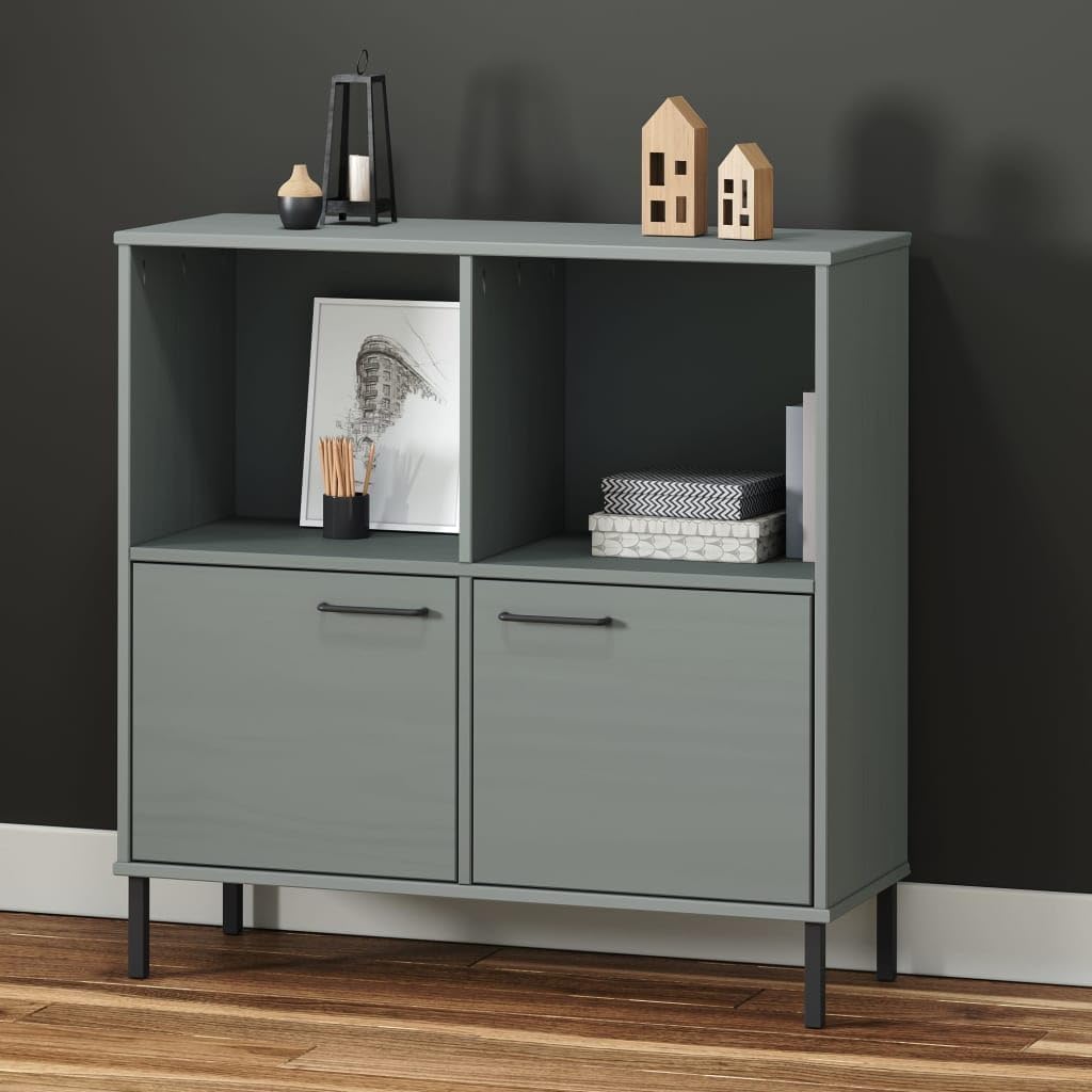 Estantería con patas de metal, estante de almacenamiento de cubo, estantería para dormitorio, cuenta con 2 puertas, cuenta con asas de metal, para