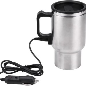 Taza de viaje térmica, 12 V 15.2 fl oz, eléctrica Incar de acero inoxidable, taza de calentamiento de viaje, taza de café, té para auto, taza con Taza de viaje térmica, 12 V 15.2 fl oz, eléctrica Incar de acero inoxidable, taza de calentamiento de viaje, taza de café, té para auto, taza con