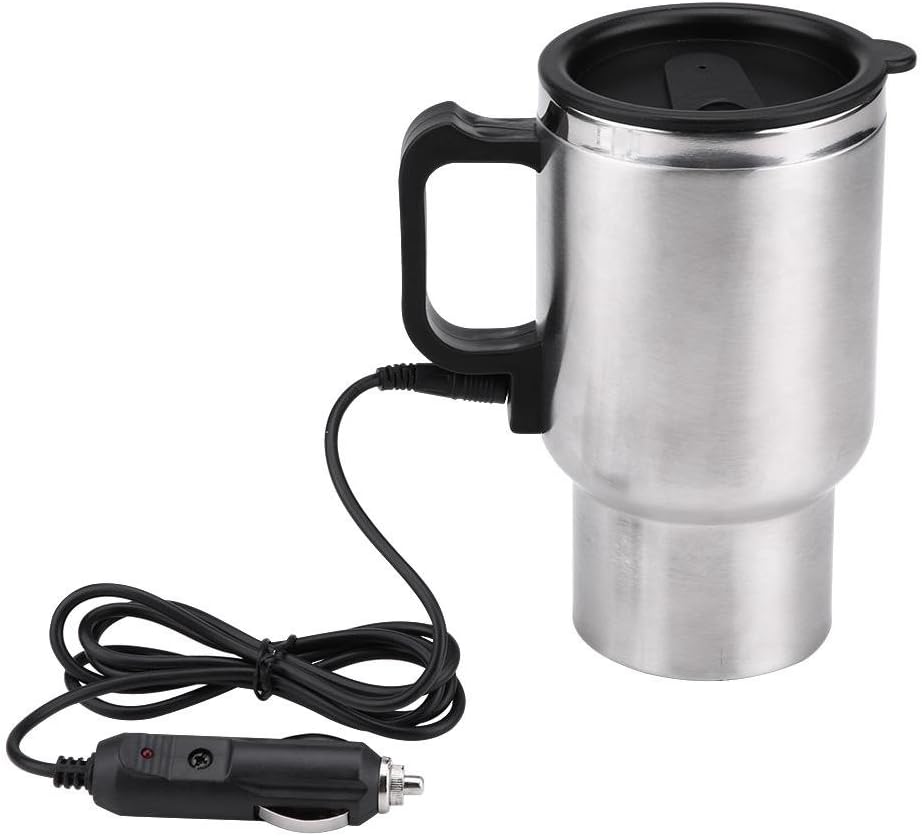 Taza de viaje térmica, 12 V 15.2 fl oz, eléctrica Incar de acero inoxidable, taza de calentamiento de viaje, taza de café, té para auto, taza con