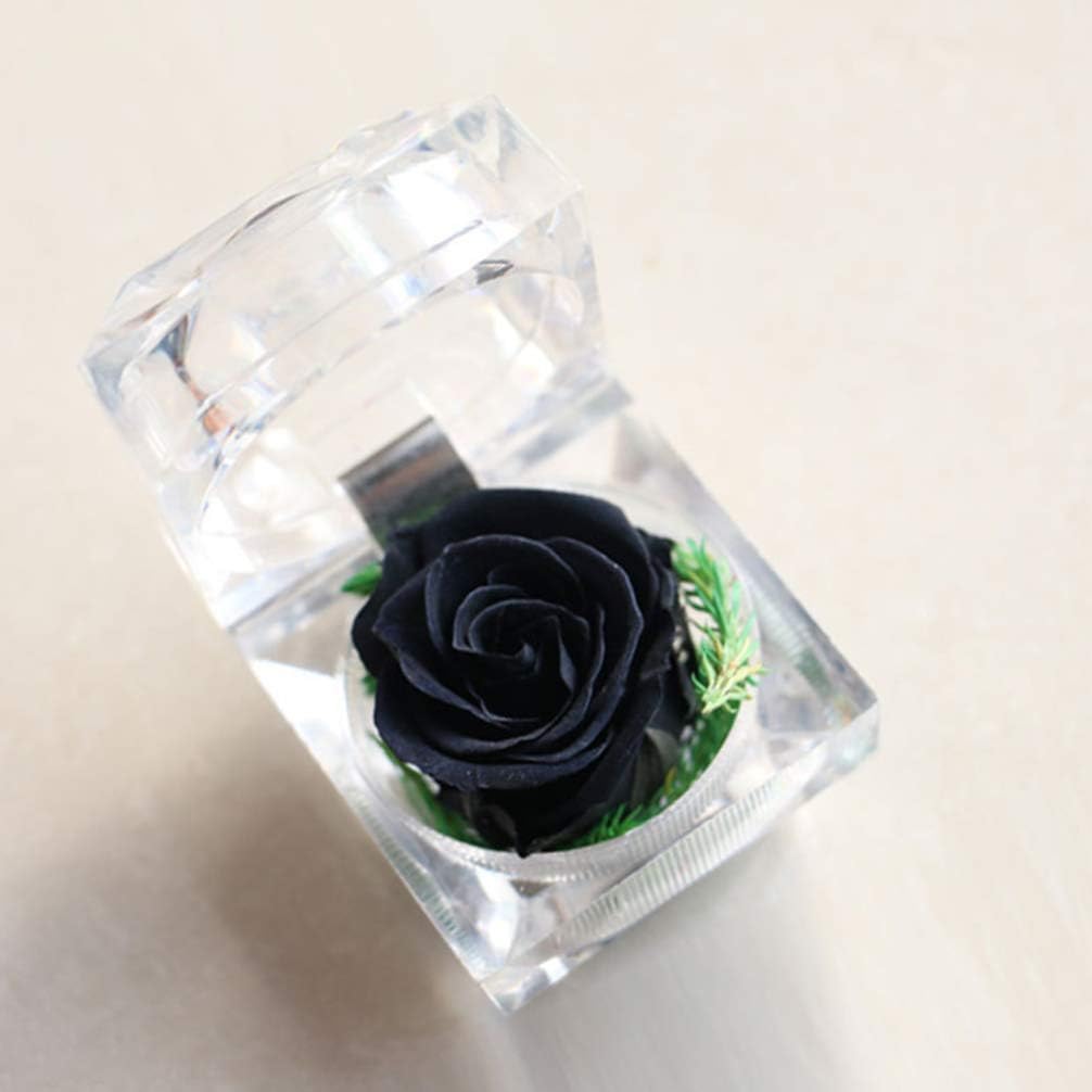 Gadpiparty Rosa preservada en una caja, regalo de rosa eterna en cúpula de cristal con cinta preservada para aniversario, cumpleaños, día de San