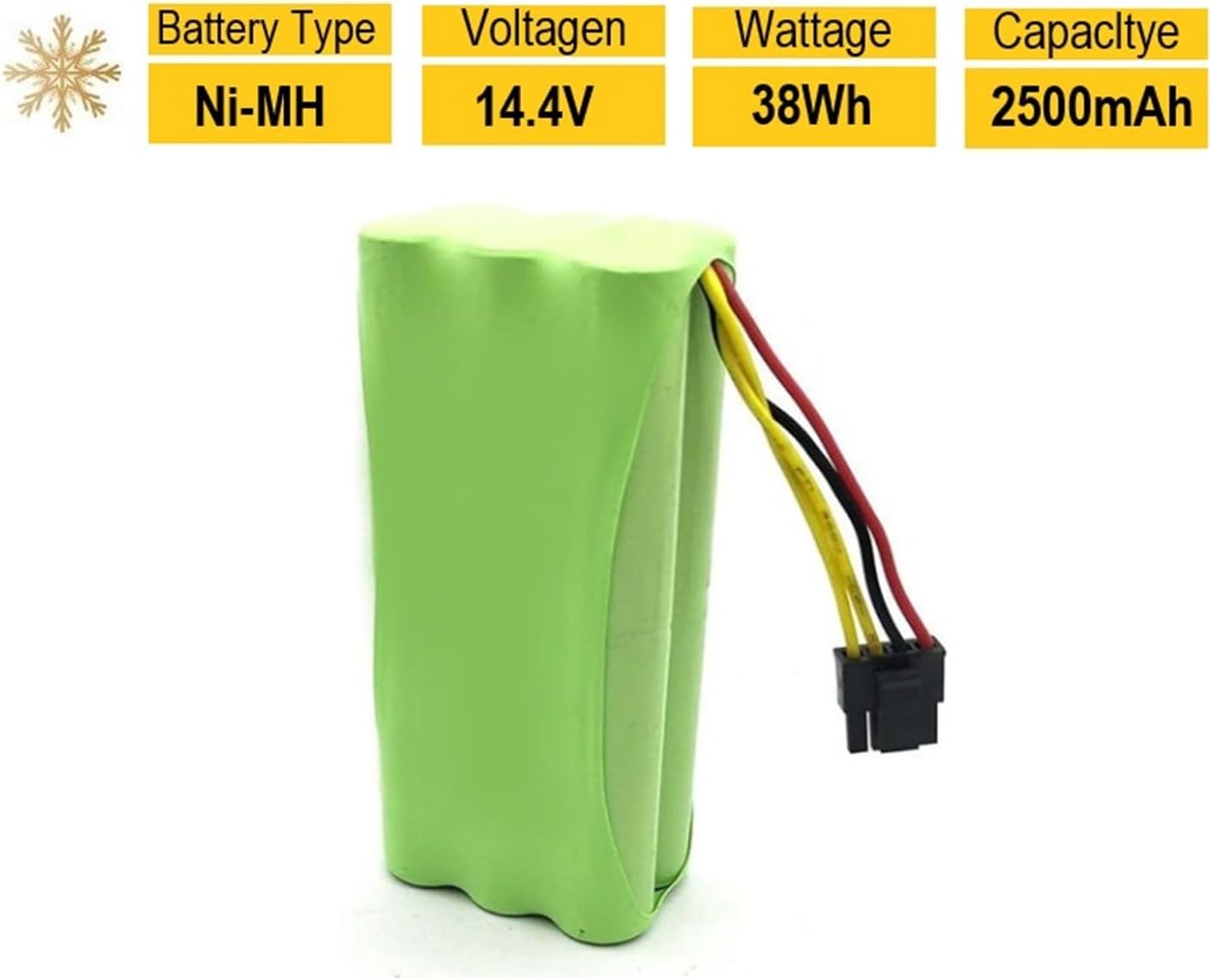 ConvOw Ni-MH AA 2500mAh Compatible con ECOVACS 14.4V Batería recargable compatible con Deebot Deepoo X600 ZN605 ZN606 ZN609 Compatible con