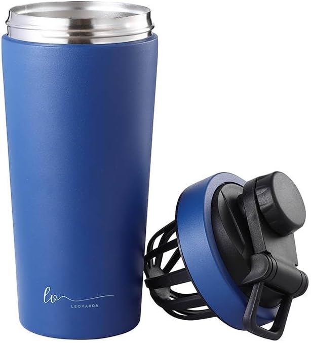 Botella agitadora de acero inoxidable de alta calidad, diseño aislado al vacío, botella mezcladora de proteínas para antes del entrenamiento, a