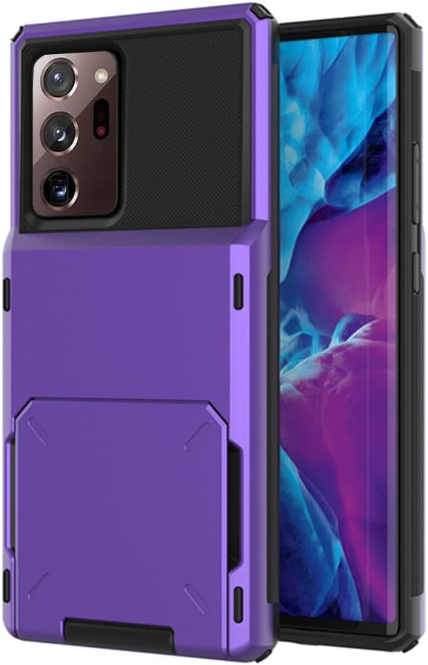 Funda tipo cartera para Galaxy Note 20 Ultra con ranura para identificación, resistente a los arañazos, de doble capa, carcasa de goma de
