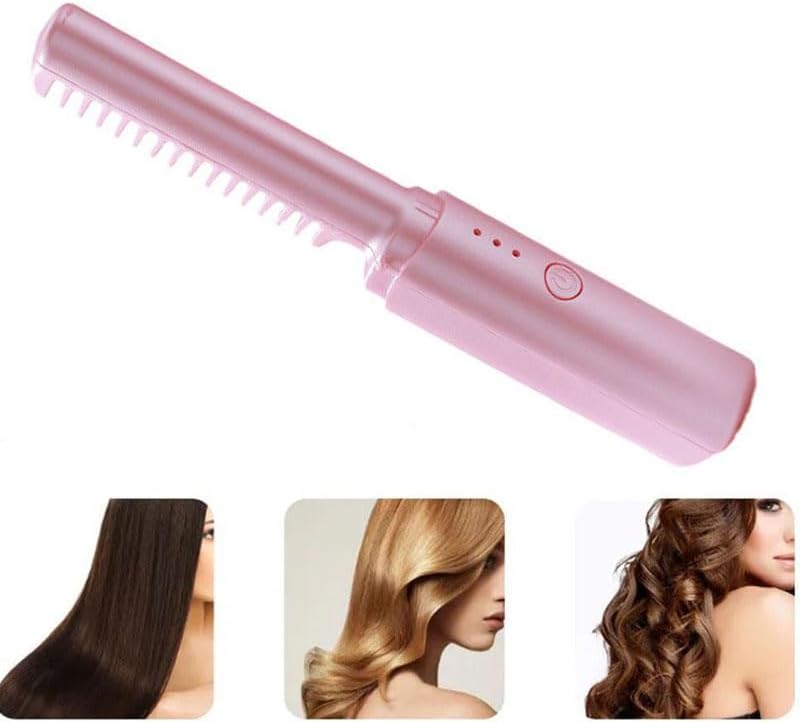 Mini plancha de pelo recargable, cepillo alisador de pelo inalámbrico, alisador de pelo inalámbrico portátil para viajes, adecuado para tipos de