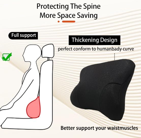 ZYYUSHM Lumbar Support Memory Foam Pillow – Lower Back Pain Relief – Designed for use with car Seats, Office Chairs, Gaming Chairs and recliners