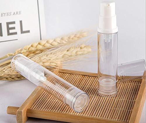 10 botellas transparentes sin aire, rellenables, de plástico transparente, sin aire, bomba de loción sin aire, recipiente al vacío, difusor de