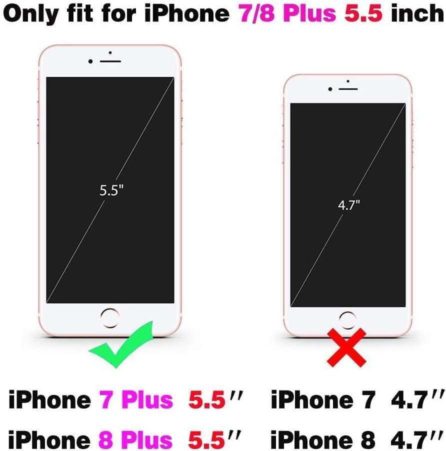 Asuwish Funda de teléfono para iPhone 7plus 8plus 78 Plus con protector de pantalla de vidrio templado y soporte delgado, funda protectora híbrida