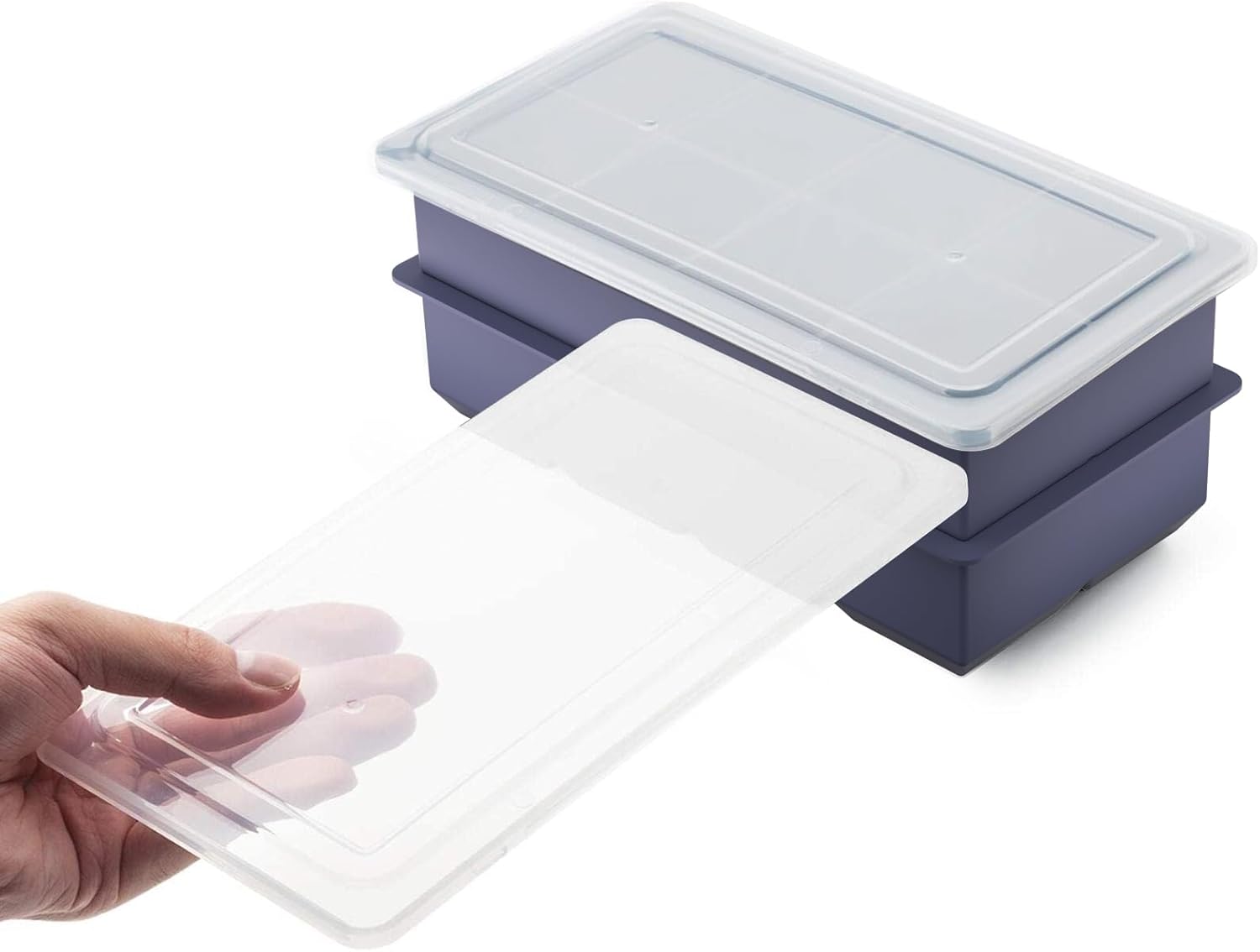 Samuelworld Moldes grandes de silicona para cubitos de hielo, paquete de 2, cubos grandes de 2 pulgadas, sin BPA, flexibles, 8 cavidades, fácil de