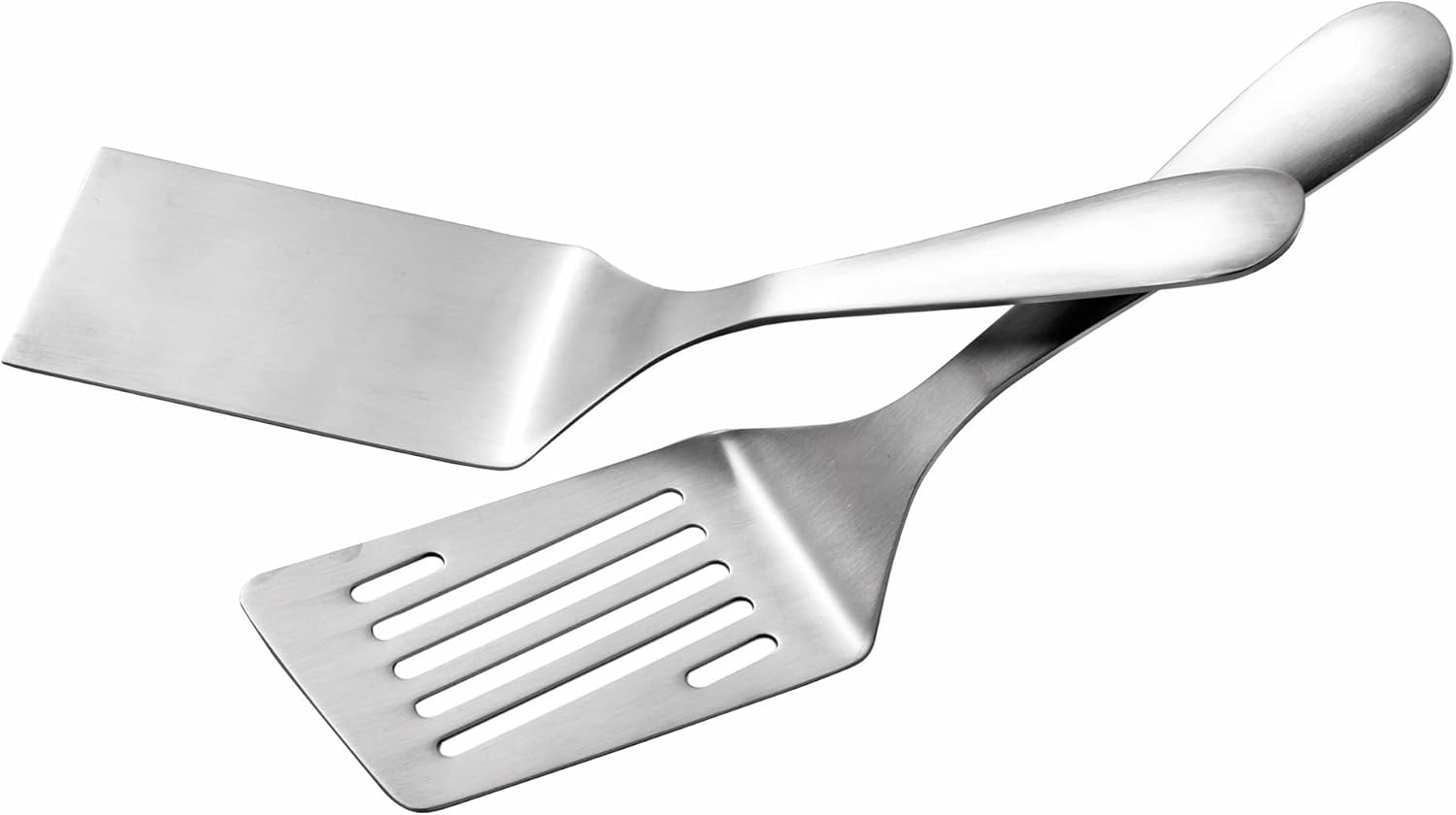 IMEEA Juego de espátulas de metal SUS304 – Espátula de parrilla de acero inoxidable con ranura para hamburguesa con parte superior plana para