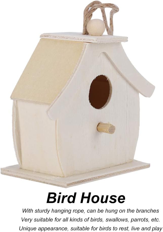 Fydun 4 piezas de madera para pájaros colgantes, nidos de pájaros, adornos para jardín al aire libre, balcón, patio, 4 unidades, casa de pájaros de