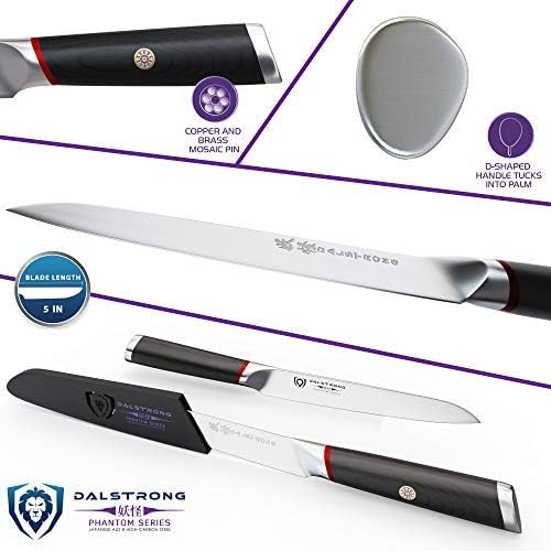 Dalstrong – Phantom Series – Alto carbono japonés – Acero AUS8 – Funda, AUS-8 Super acero japonés, mango de pakkawood negro