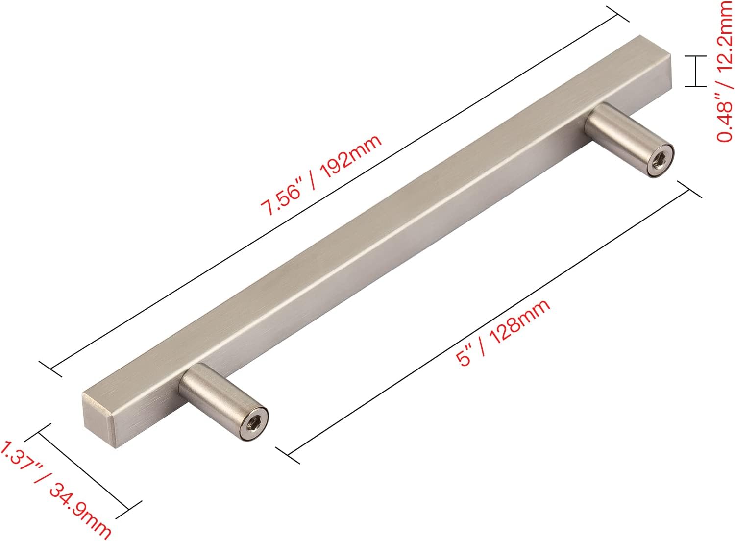 Utopia Alley Oslo – Tirador decorativo para armarios y cajones, acabado de níquel cepillado, manija de metal para cajones, 5.0 pulgadas de centro a