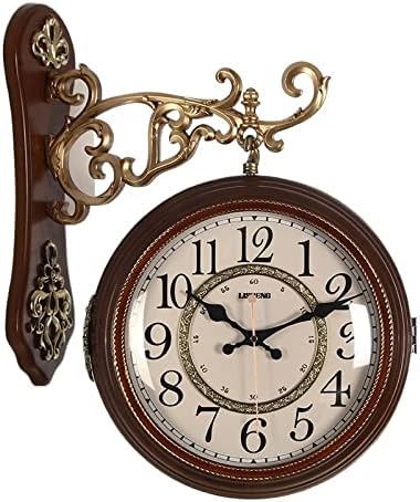Reloj de pared europeo retro silencioso para sala de estar, reloj de pared americano, mecanismo de doble cara, decoración del hogar, DF50WC, fácil