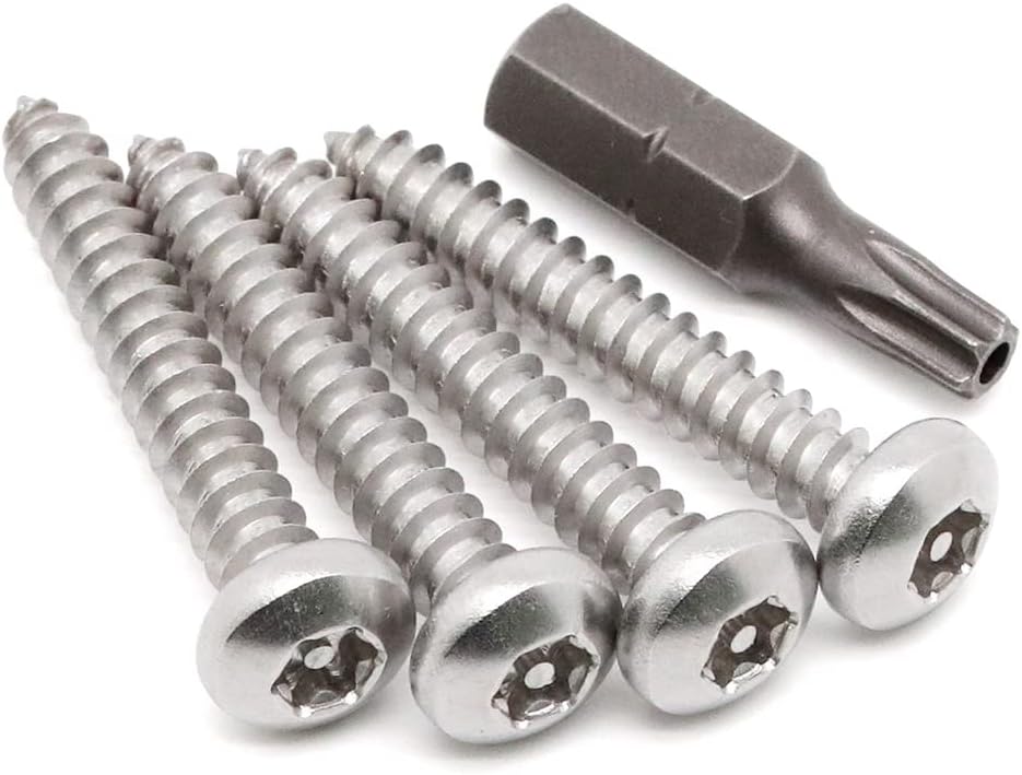 Tornillos Torx de chapa de acero inoxidable #14 x 2 pulgadas, tornillos de plata de seguridad, antirrobo, a prueba de manipulaciones, con broca,