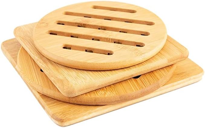 Juego de 4 salvamanteles de bambú resistentes al calor, salvamanteles de bambú natural, soportes de bambú, almohadillas calientes de madera de bambú