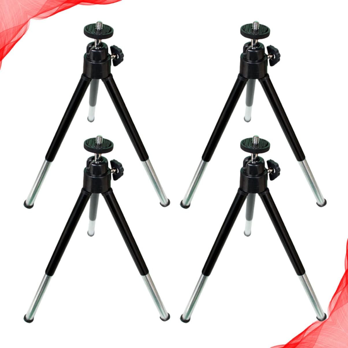 Mikikit Soporte de transmisión móvil 4 unids Selfie Stick soporte trípode teléfono teléfono multi-posición teléfono titular