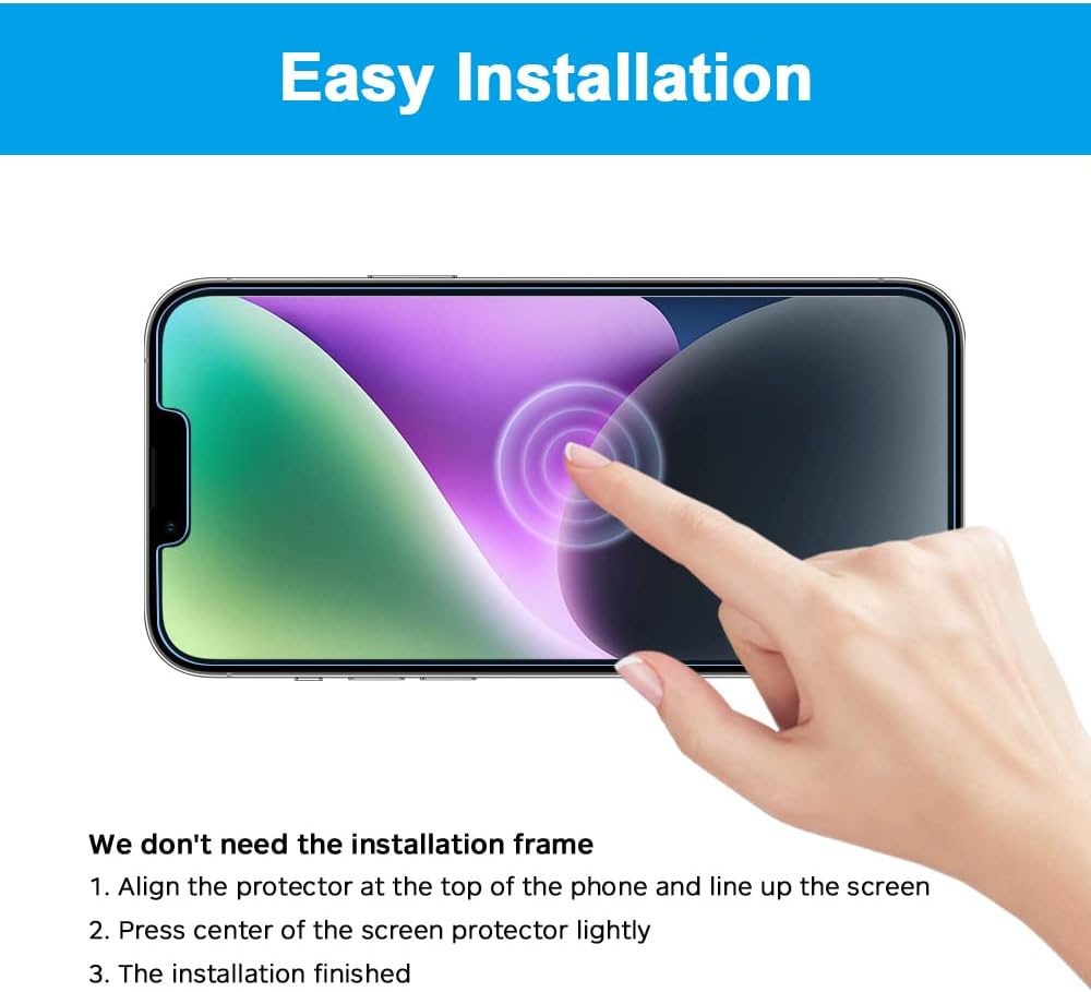 GLASS-M Paquete de 2 protectores de pantalla anti-luz azul para iPhone 141313 Pro (6.1 pulgadas), película protectora de vidrio templado 9H con