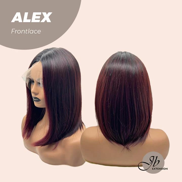 ALEX – Peluca de encaje frontal estilo balayage degradado rojo oscuro para mujer, pelucas sintéticas naturales para uso diario (pelucas de cabello