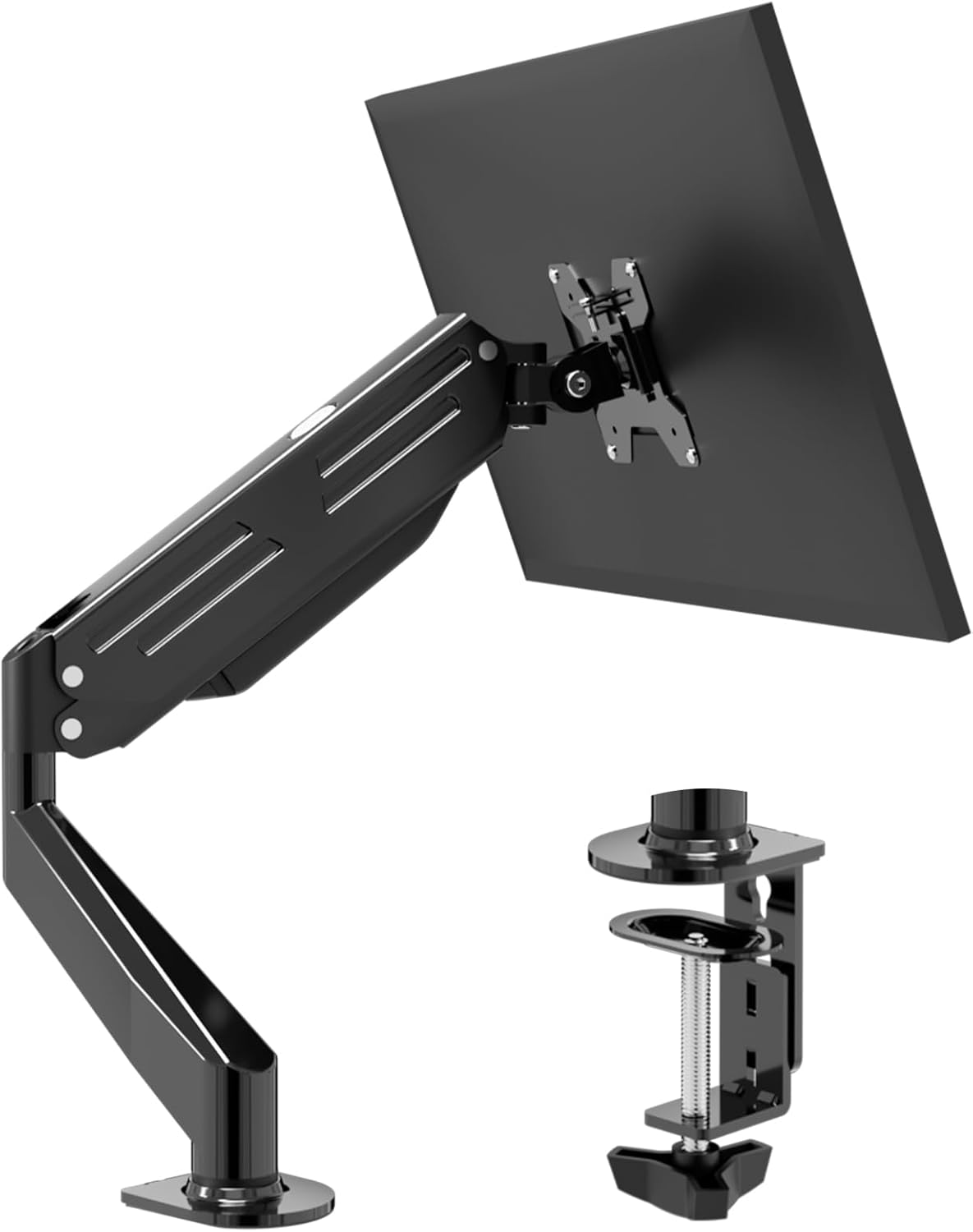 Bracwiser Soporte para monitor de 17 a 27 pulgadas con resorte de gas ajustable, soporte de escritorio con soporte de hasta 13.2 libras con base de