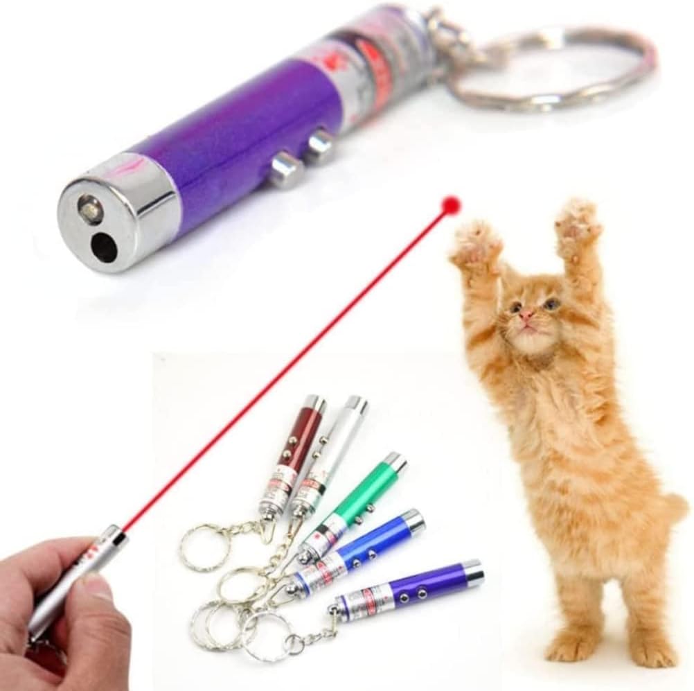 Mini juguetes para gatos, puntero láser, bolígrafo, llavero, linterna divertida para perro, lámpara para mascotas, luz blanca, botón infrarrojo,