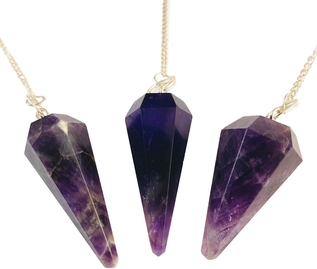 Amatista hexagonal puntiagudo Reiki Crystal Pendulum Gemstone Pendant Energy Healing Dowsing Pendulum  Frank & Maverick